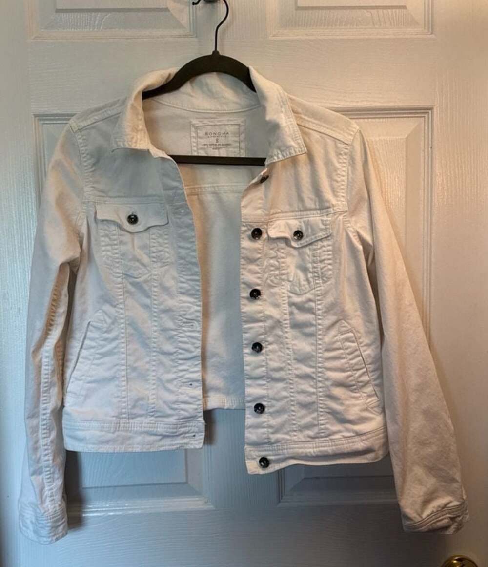 Sonoma Life + Style White Denim Jacket Size S